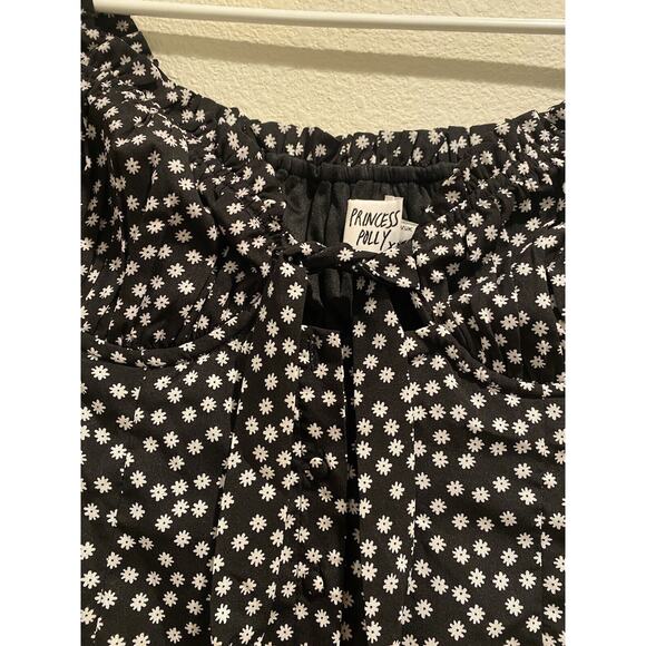 Princess Polly Black White Marion Floral Tie Front Mini Dress Size 8 - Picture 5 of 11